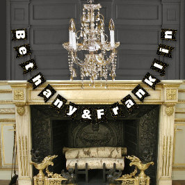 Zwart en wit willekeurig gouden stippenpatroon bru vlaggetjes