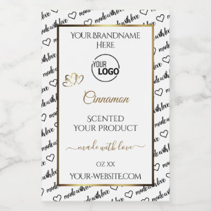 Zwart en Wit Woord Kunst Gouden Productlabels Logo Voedselcontainer Etiket