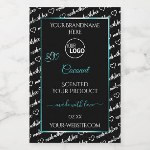 Zwart en Wit Woordwolk Teal Productlabel Logo Voedselcontainer Etiket