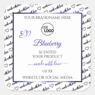 Zwart en wit Word Cloud Label Blauw Logo