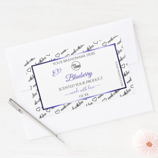 Zwart en wit Word Cloud Label Blauw Logo (Envelop)