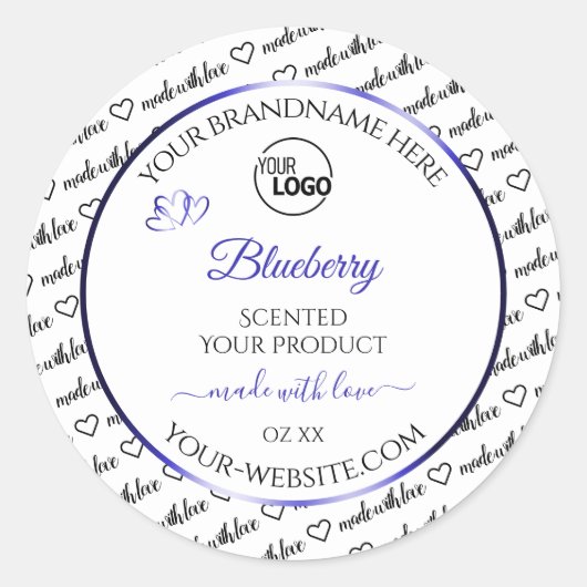 Zwart en wit Word Cloud Label Blauw Logo (Voorkant)