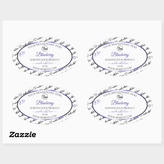 Zwart en wit Word Cloud Label Blauw Logo (Vel)