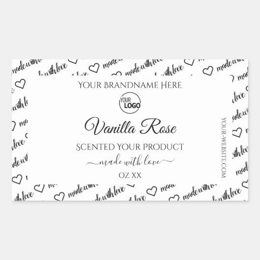 Zwart en wit Word Cloud Label met Logo (Voorkant)