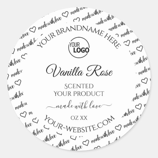 Zwart en wit Word Cloud Label met Logo (Voorkant)