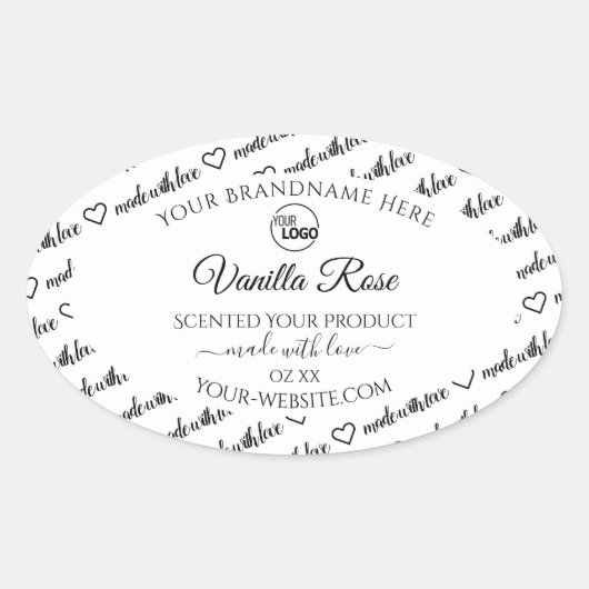 Zwart en wit Word Cloud Label met Logo (Voorkant)