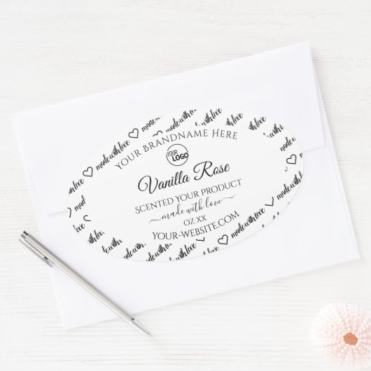 Zwart en wit Word Cloud Label met Logo (Envelop)