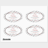 Zwart en wit Word Cloud Productlabel Rood hart Ovale Sticker (Vel)
