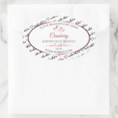 Zwart en wit Word Cloud Productlabel Rood hart Ovale Sticker (Tas)