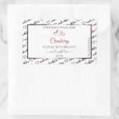 Zwart en wit Word Cloud Productlabel Rood hart Rechthoekige Sticker (Tas)