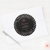 Zwart en wit Word Cloud Productlabel Rood hart Ronde Sticker (Envelop)