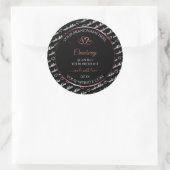 Zwart en wit Word Cloud Productlabel Rood hart Ronde Sticker (Tas)