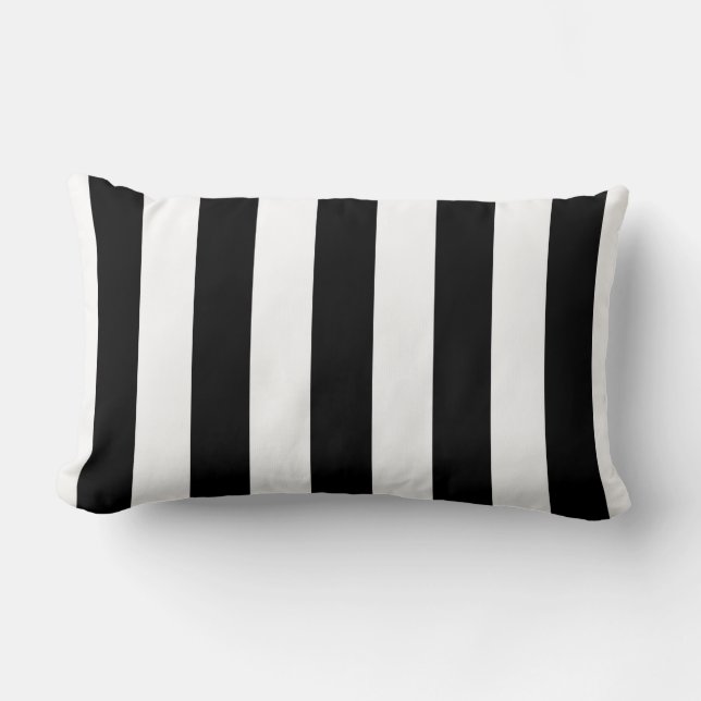Zwart en Wit XL Strepenpatroon Kussen (Voorkant)