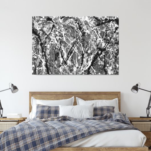 ZWART EN WIT XLVIII - Action painting - Canvas Afdruk (Insitu (Slaapkamer))