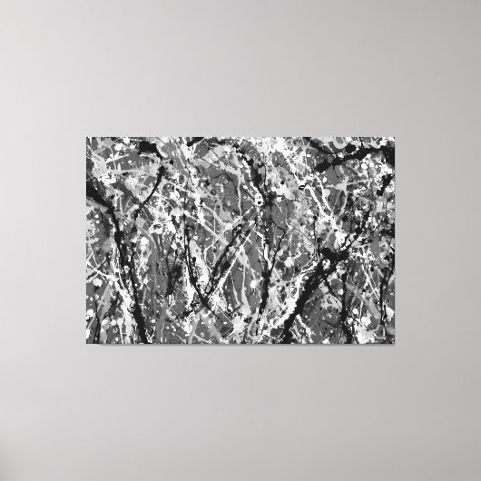 ZWART EN WIT XLVIII - Action painting - Canvas Afdruk (Voorkant)