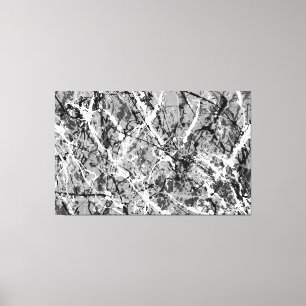 ZWART EN WIT XXV - Action painting -Abstract- Canvas Afdruk