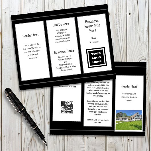Zwart en Wit Zakelijk Logo Gevouwen Brochure