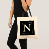 Zwart en wit zakelijk monogram tote bag (Voorkant (product))