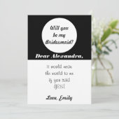 Zwart en wit zal je mijn bruidsmeisje zijn kaart (Staand voorkant)