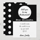Zwart en wit zal je mijn bruidsmeisje zijn kaart (Voorkant / Achterkant)
