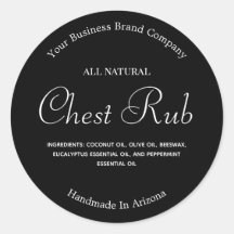 Zwart en wit zalf koude rub productlabel