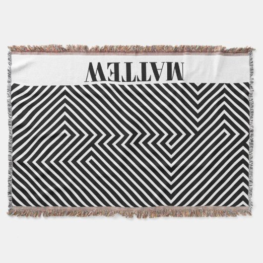 Zwart en Wit Zebra Patroon Modern Monogram Deken (Voorkant)