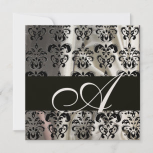 ZWART EN WIT ZIJDE DAMAST STOF MONOGRAM Goud Kaart