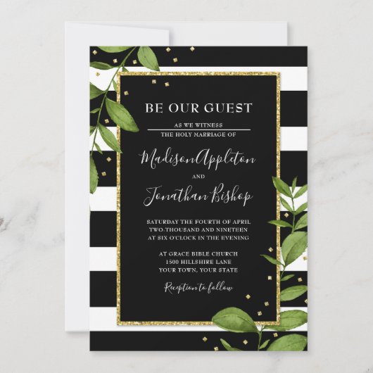 Zwart en wit zijn onze gast bruiloft uitnodiging (Voorkant)