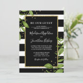 Zwart en wit zijn onze gast bruiloft uitnodiging (Staand voorkant)