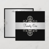 Zwart en wit zilver 21e verjaardag kaart (Voorkant / Achterkant)