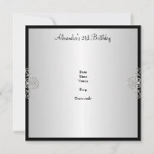 Zwart en wit zilver 21e verjaardag kaart (Achterkant)