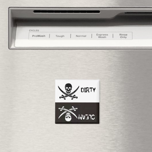 ZWART EN WITGEKruiste zwaarden VUILE SCHONE Magneet (Insitu (Vaatwasser))