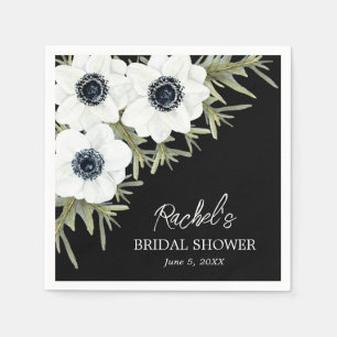 Zwart en Witte Bloemen Bruidsdiner Servet