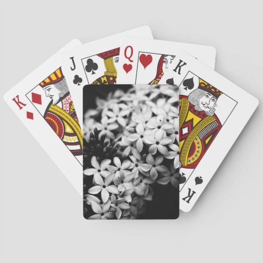 Zwart en Witte Bloemen Pokerkaarten (Achterkant)