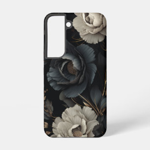 Zwart en Witte Bloemen Samsung Galaxy Hoesje