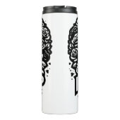 Zwart en Witte Bloemenliefde Thermosbeker (Achterkant)