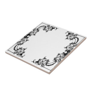 ZWART- EN WITTE DAMASK TEGELTJE