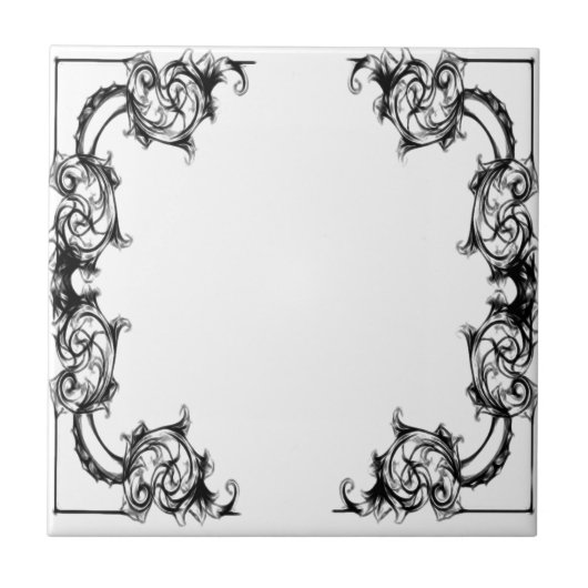  ZWART- EN WITTE DAMASK TEGELTJE (Voorkant)