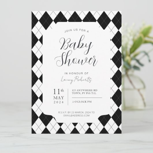 Zwart en Witte Diamant Argyle Geslacht Neutraal Kaart (Staand voorkant)