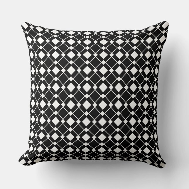 Zwart en Witte Diamanten - Ruitpatroon Kussen (Voorkant)
