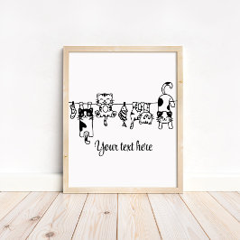 Zwart en Witte Knuffelende Hangende Kittens Op Maa Poster