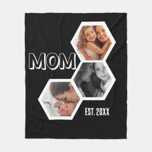 Zwart en Witte Moeder Opgericht Hexagon 3 foto Fleece Deken