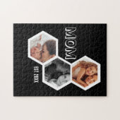 Zwart en Witte Moeder Opgericht Hexagon 3 foto Legpuzzel (Horizontaal)