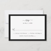 Zwart en Witte Rand RSVP Kaartje (Voorkant)
