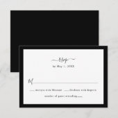 Zwart en Witte Rand RSVP Kaartje (Voorkant / Achterkant)
