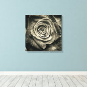 Zwart en witte roos canvas afdruk (Insitu (Houten vloer))