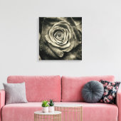 Zwart en witte roos canvas afdruk (Insitu (Woonkamer))