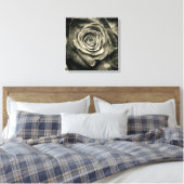 Zwart en witte roos canvas afdruk (Insitu (Slaapkamer))