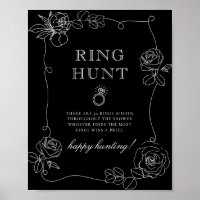 Zwart en Witte Roos Ring Hunt Bruidsdouche Spel