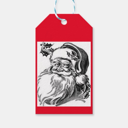 ZWART EN WITTE SANTA-Label Cadeaulabel (Voorkant)